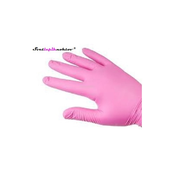 Rokavice nitril brez pudra, 100 kom, barva pink velikost M