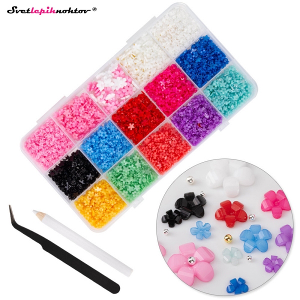 3D BOX okraski za nohte - 15 FLOWERS