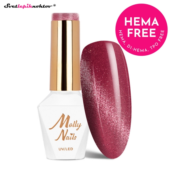 MOLLY NAILS CAT EYE gel lak 166 - Crystal Red
