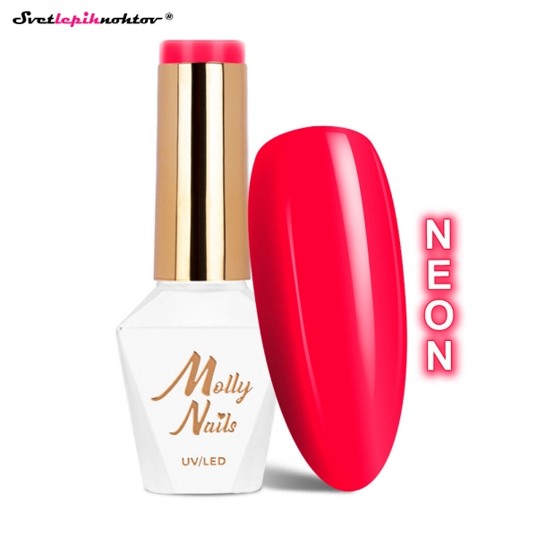 MOLLY NAILS NEON gel lak 76 - Pinky Red