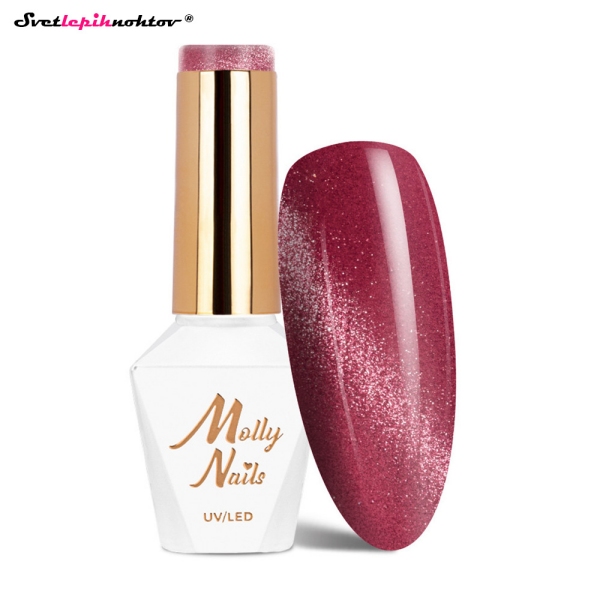 MOLLY NAILS CAT EYE gel lak 166 - Crystal Red