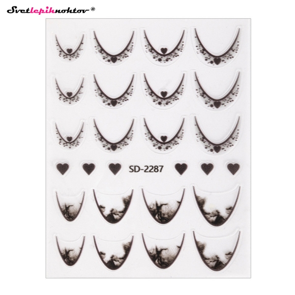 FRENCH Nalepke za nohte - SRČKI črne barve