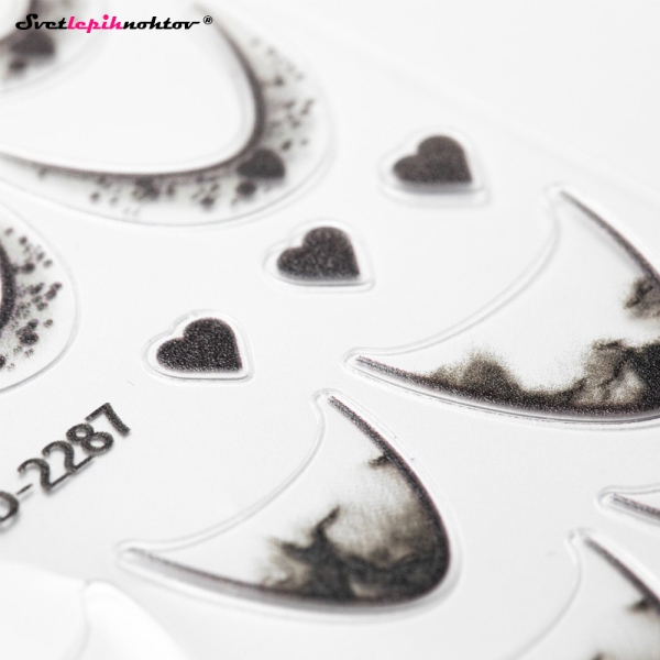 FRENCH Nalepke za nohte - SRČKI črne barve