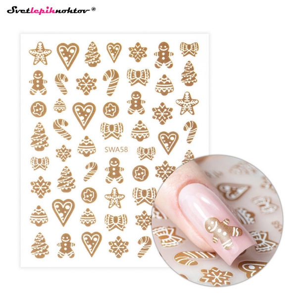 WINTER Nalepke za nohte - GINGERBREAD
