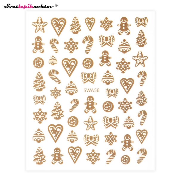 WINTER Nalepke za nohte - GINGERBREAD