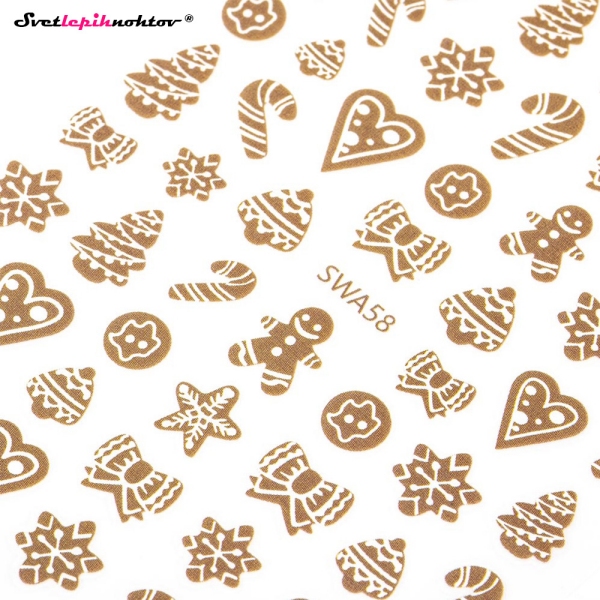 WINTER Nalepke za nohte - GINGERBREAD