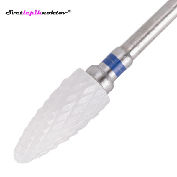 Keramični beli brusilni nastavek, mali stožec, za odstranjevanje gela ali akrila