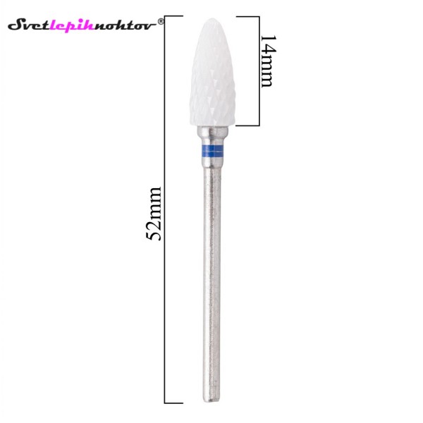 Keramični beli brusilni nastavek, mali stožec, za odstranjevanje gela ali akrila