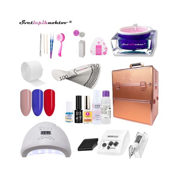 Začetni komplet za nohte SUPER s kozmetičnim kovčkom