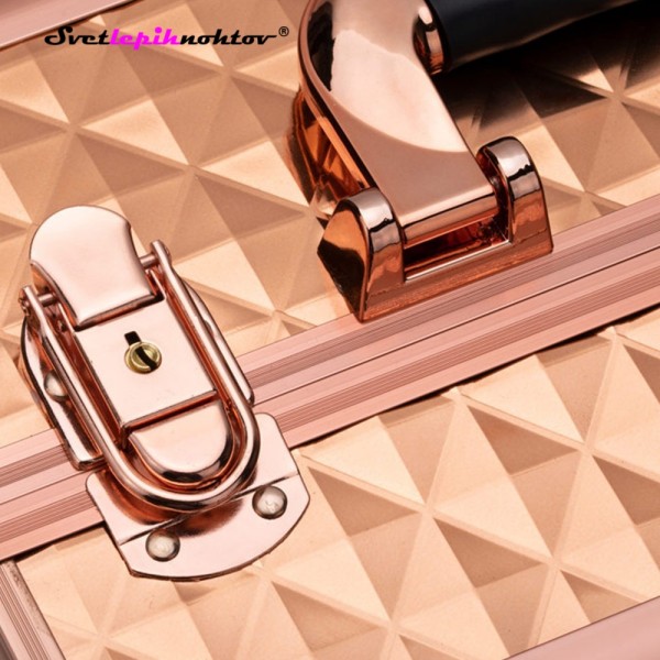 Kozmetični kovček XL, karo rose gold barve