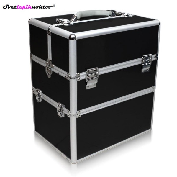 Kozmetični kovček XXL, črne barve, gladki