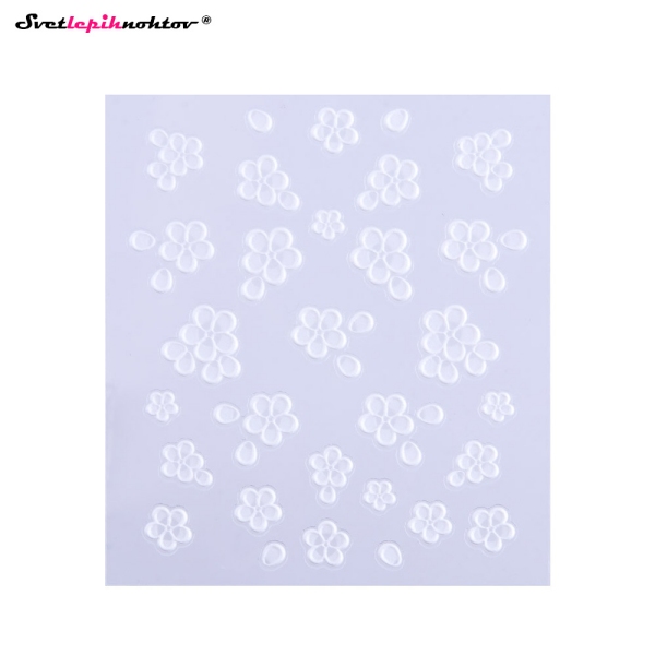 3D Nalepke za nohte - ROŽICE bele