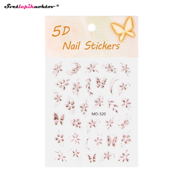 3D Nalepke za nohte - ROŽICE rose gold
