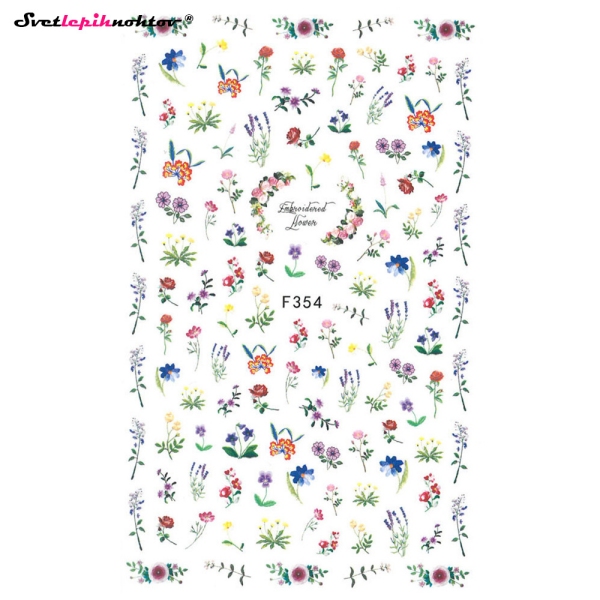 Nalepke za nohte - ROŽICE barvne