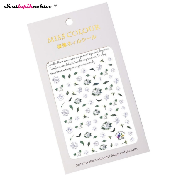 Nalepke za nohte - ROŽICE bele