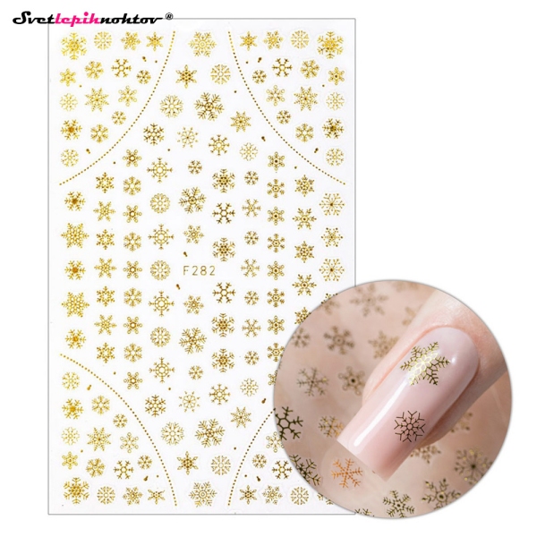 WINTER Nalepke za nohte - SNOWFLAKES gold