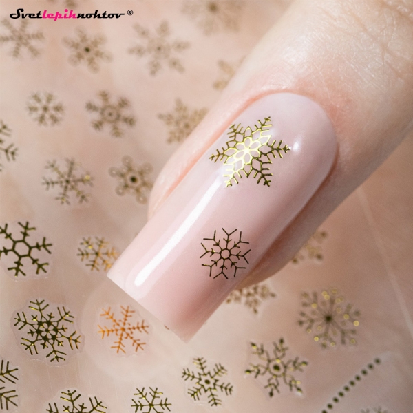 WINTER Nalepke za nohte - SNOWFLAKES gold