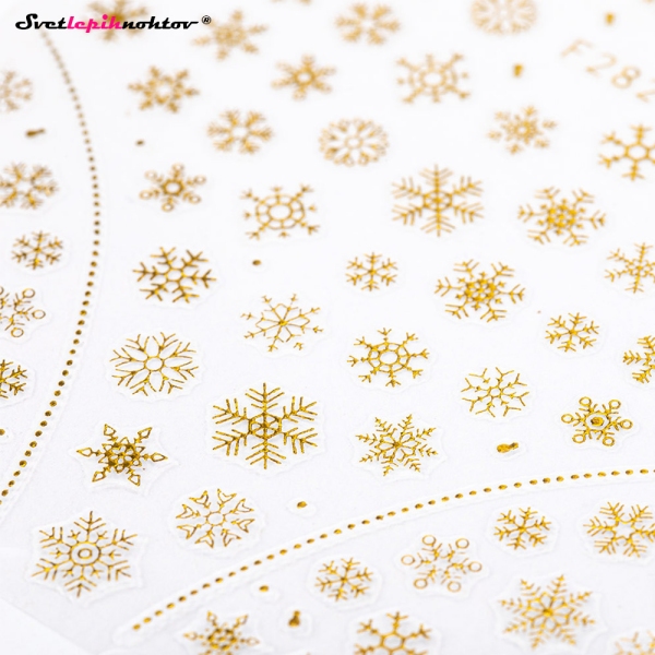 WINTER Nalepke za nohte - SNOWFLAKES gold