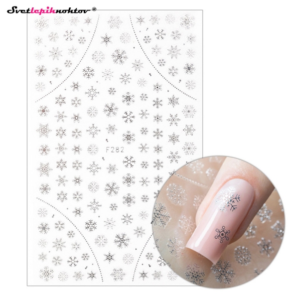 WINTER Nalepke za nohte - SNOWFLAKES silver