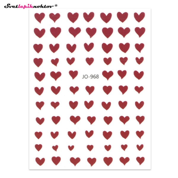 Nalepke za nohte - SRČKI rdeči