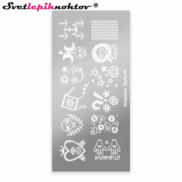 Stamping šablona, Style 09, za nailart stamping
