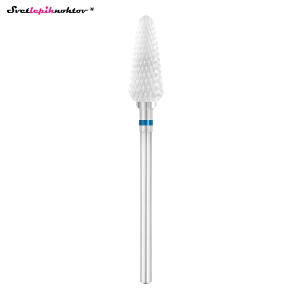 Keramični beli brusilni nastavek, stožec, za odstranjevanje gela ali akrila