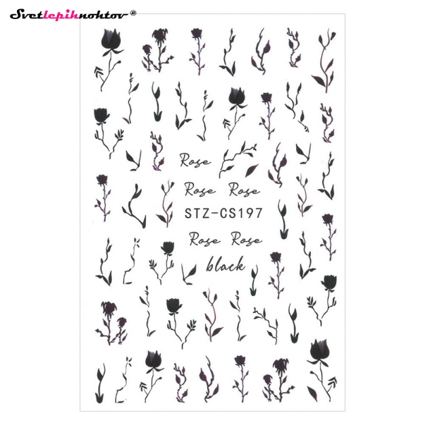 Nalepke za nohte - VRTNICE črne