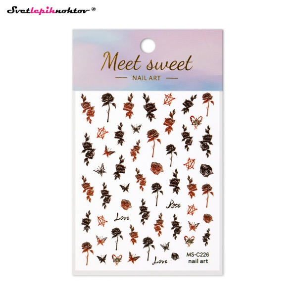 Nalepke za nohte - VRTNICE rdeče