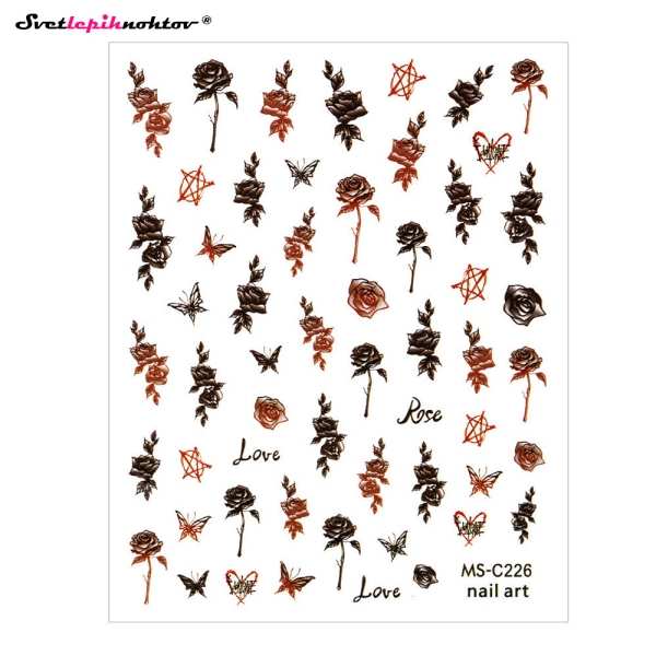 Nalepke za nohte - VRTNICE rdeče