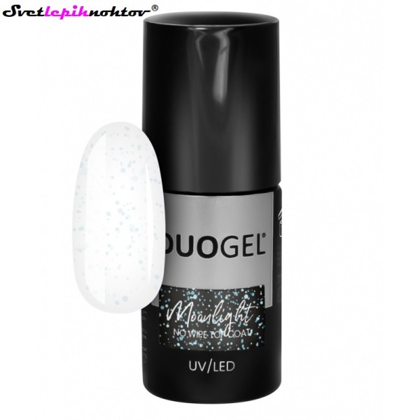 DUOGEL LED/UV-Top Coat No Wipe, Moonlight, 6 ml, nadlak za trajno lakiranje nohtov z bisernimi bleščicami
