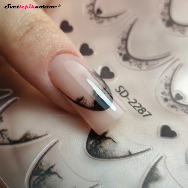 FRENCH Nalepke za nohte - SRČKI črne barve