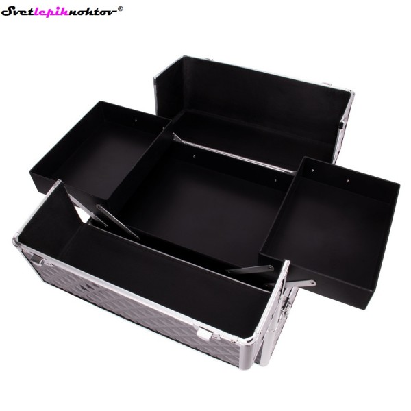 Kozmetični kovček XXL, črne barve, gladki