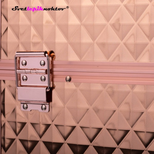 Kozmetični kovček XL, karo rose gold barve