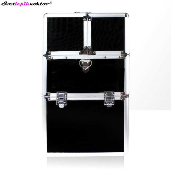 Kozmetični kovček XXL, črne barve, gladki