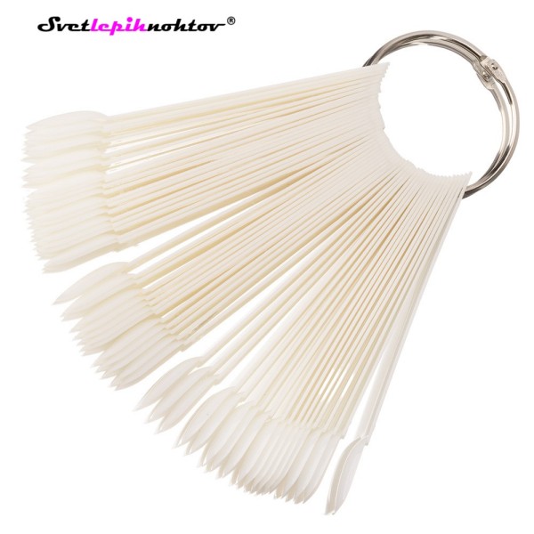 Palčke s konicami za predstavitev barvnih gelov ali lakov, mlečne, ovalne, 50 kos