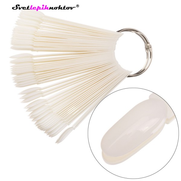 Palčke s konicami za predstavitev barvnih gelov ali lakov, mlečne, ovalne, 50 kos