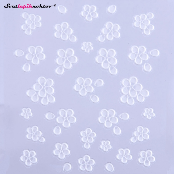 3D Nalepke za nohte - ROŽICE bele