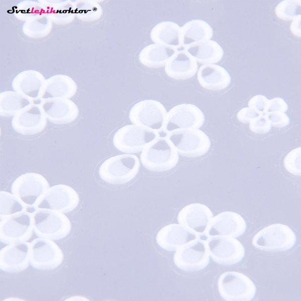 3D Nalepke za nohte - ROŽICE bele
