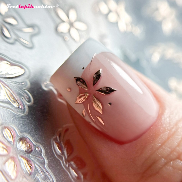 3D Nalepke za nohte - ROŽICE rose gold