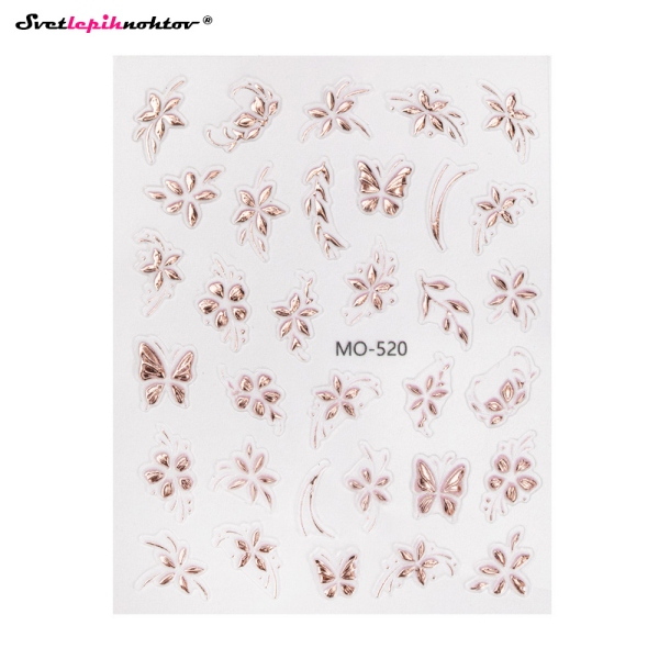 3D Nalepke za nohte - ROŽICE rose gold