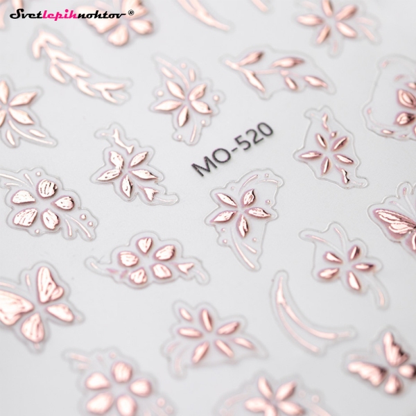 3D Nalepke za nohte - ROŽICE rose gold