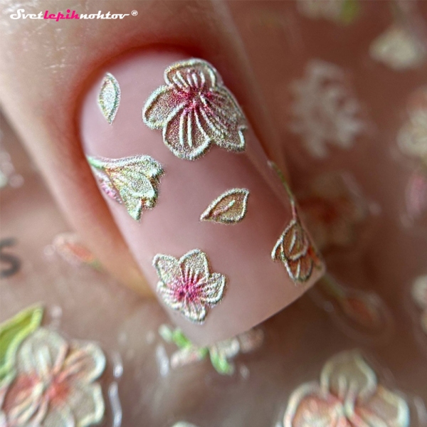 3D Nalepke za nohte - ROŽICE roza