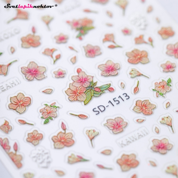 3D Nalepke za nohte - ROŽICE roza