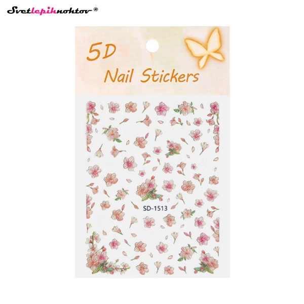 3D Nalepke za nohte - ROŽICE roza