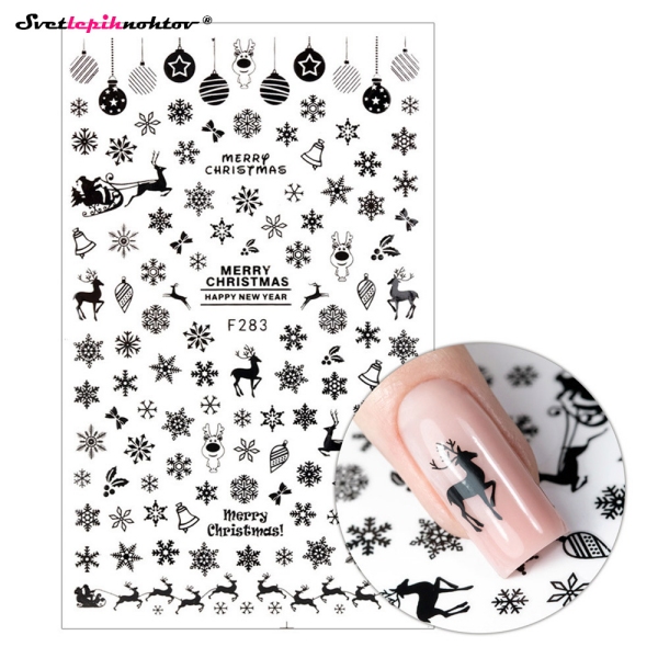 WINTER Nalepke za nohte - SNOWFLAKES black