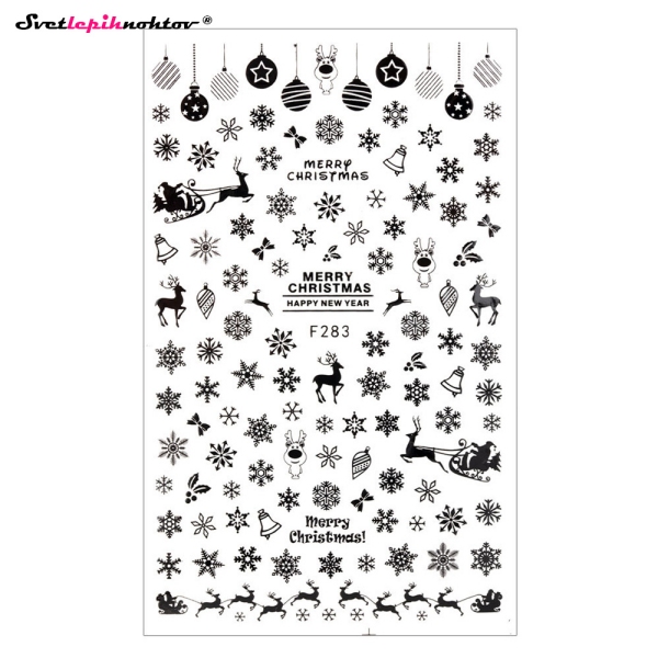 WINTER Nalepke za nohte - SNOWFLAKES black
