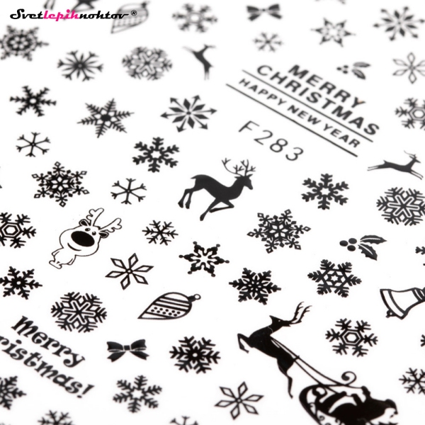WINTER Nalepke za nohte - SNOWFLAKES black