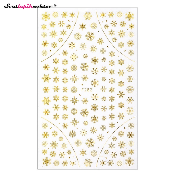 WINTER Nalepke za nohte - SNOWFLAKES gold