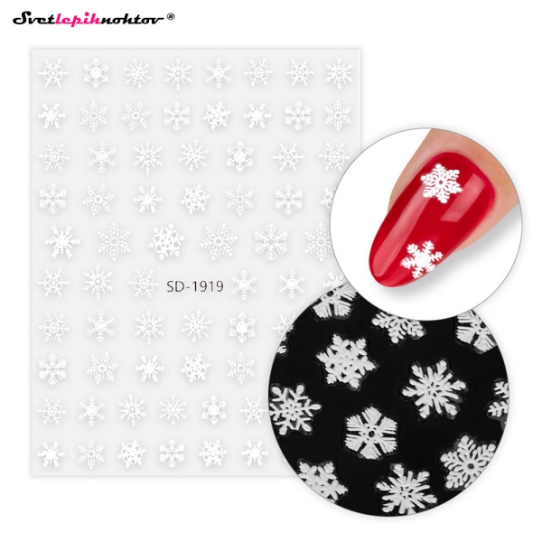 WINTER Nalepke za nohte - SNOWFLAKES white