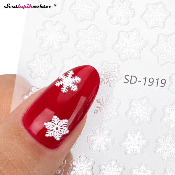 WINTER Nalepke za nohte - SNOWFLAKES white